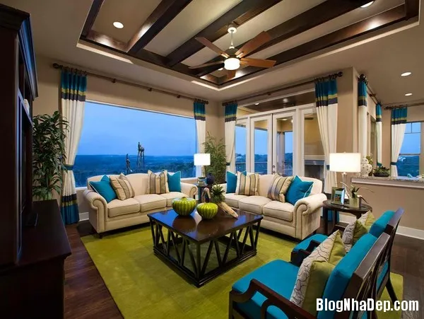 Phòng khách mát mẻ theo phong cách nhiệt đới