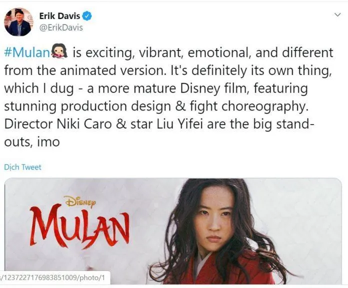 Mulan của Lưu Diệc Phi bị đánh giá 2 điểm IMDb, Disney ngừng chiếu toàn cầu